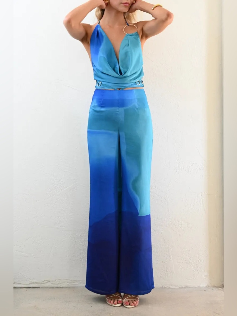 Yellow The Label Blue Ombre Satin 2-Piece Set | European Summer | Travel